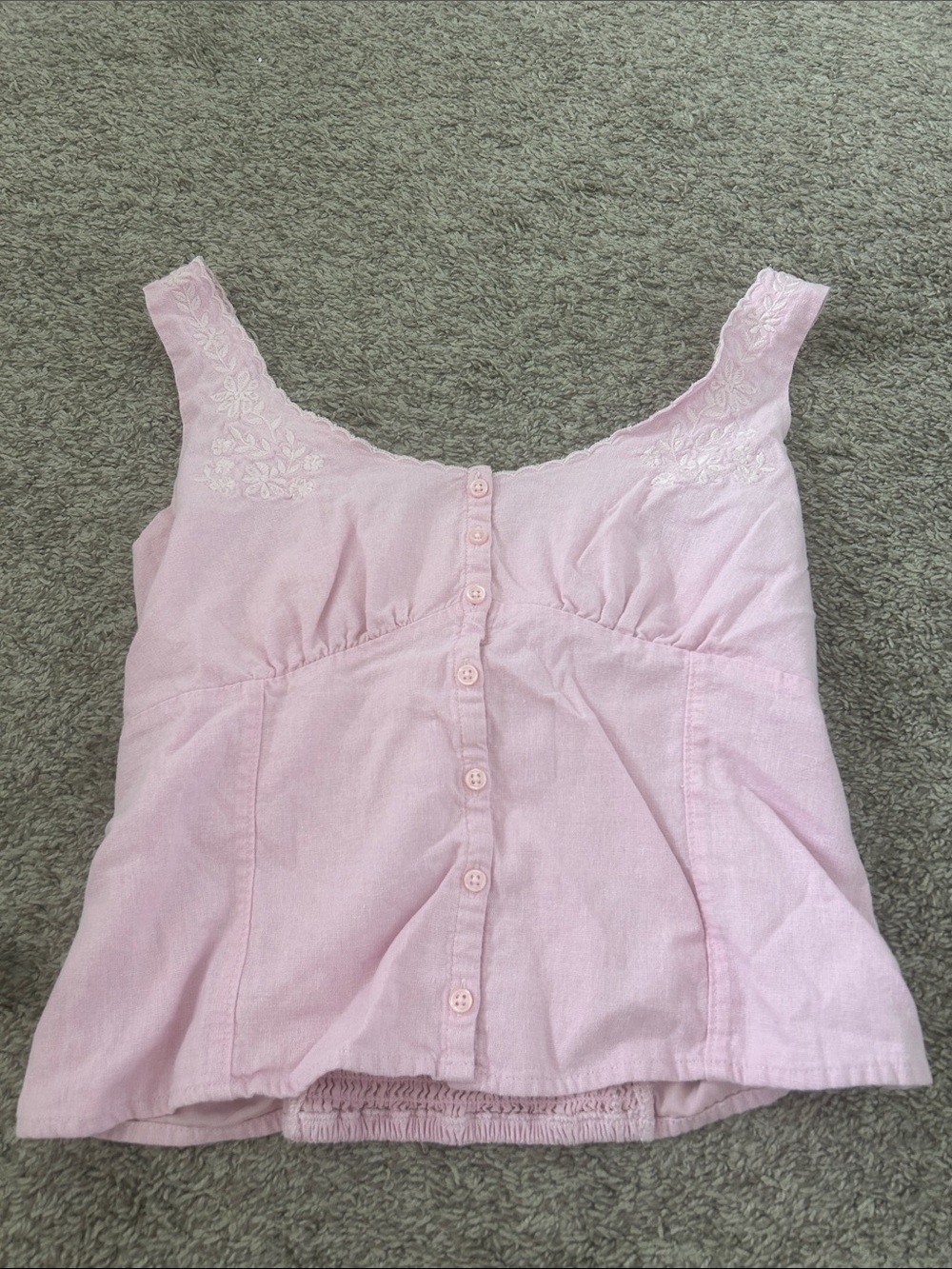 Hollister Light Pink Button-Front Lace Trim Tank